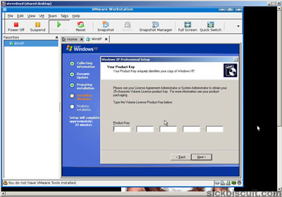 XP Enter Product Key - Screenshot