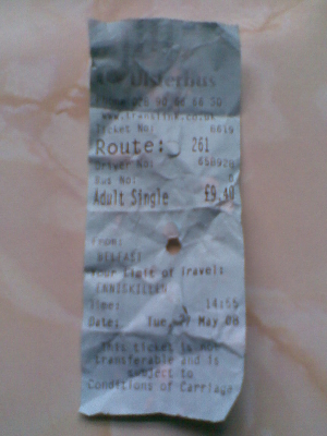 Ulsterbus bus ticket